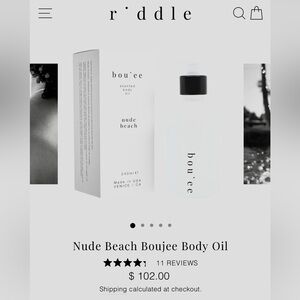 Riddleoil.com Nude Beach Boujee Body Oil, Scented Layering Body Oil, 8 fl. oz